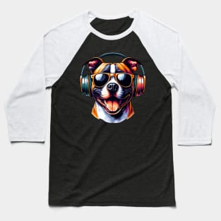 American Staffordshire Terrier Smiling DJ: Bold Beats and Grins Baseball T-Shirt